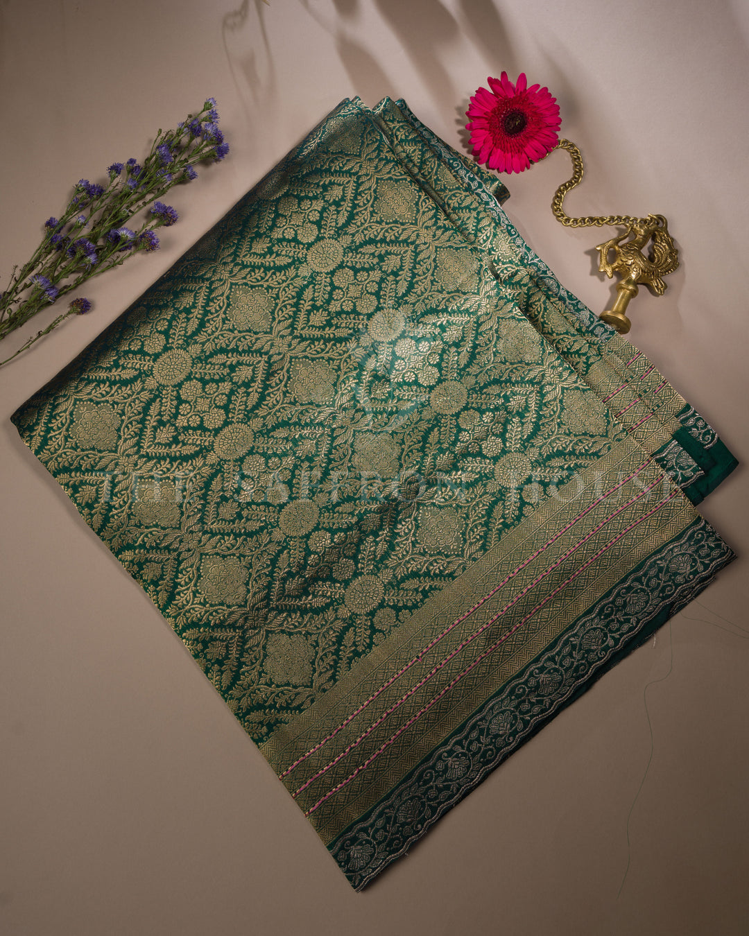 Green Katan Banarasi Silk Saree – The Saffron House