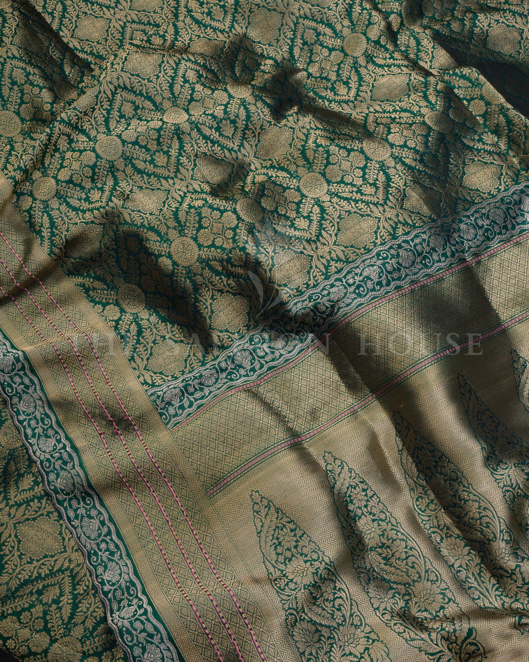 Green Katan Banarasi Silk Saree – The Saffron House