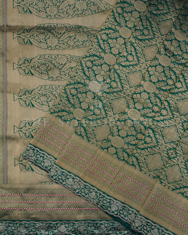 Green Katan Banarasi Silk Saree – The Saffron House