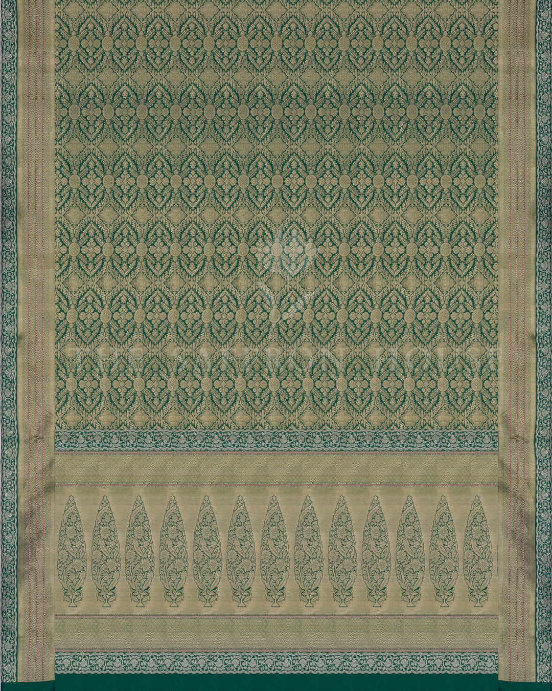 Green Katan Banarasi Silk Saree – The Saffron House