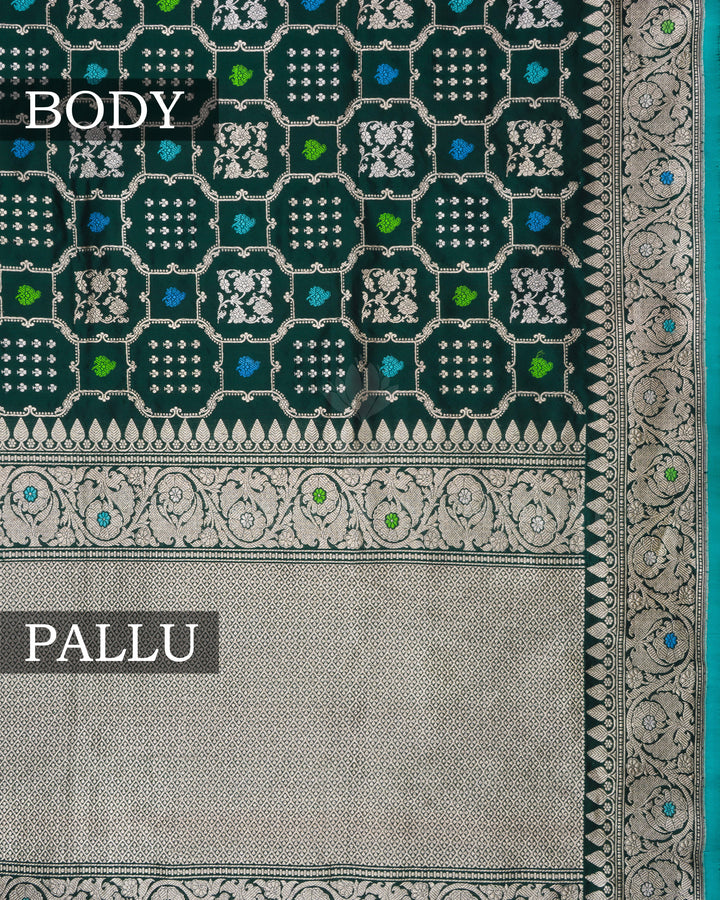 Forest Green Katan Banarasi Silk Saree – The Saffron House