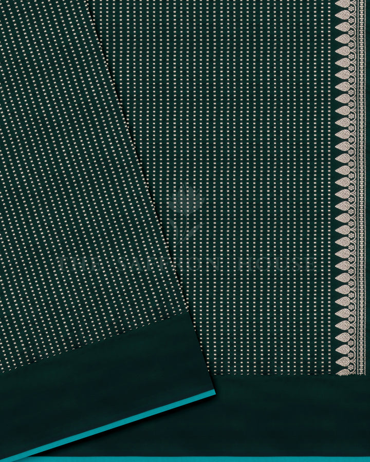 Forest Green Katan Banarasi Silk Saree – The Saffron House