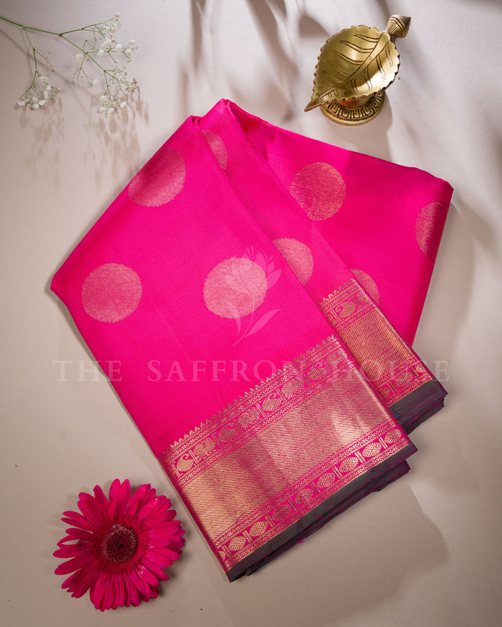 Fuchsia Kanjivaram Silk Saree – The Saffron House
