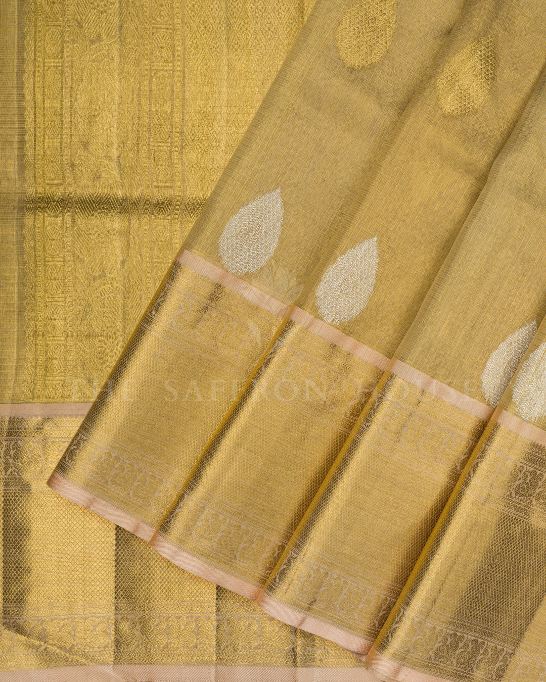 Gold Handwoven Tissue Kanjivaram Silk Saree - TSH2506286