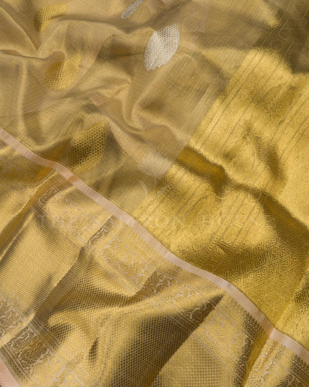 Gold Handwoven Tissue Kanjivaram Silk Saree - TSH2506286