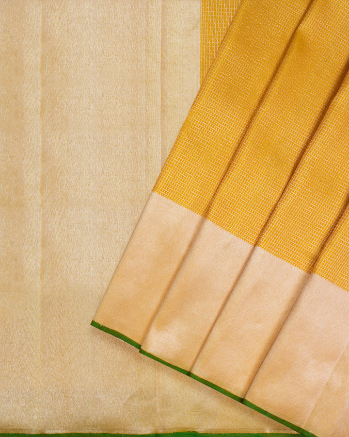 Antique Gold And Pale Silver Tissue Kanjivaram Silk Saree – The Saffron House