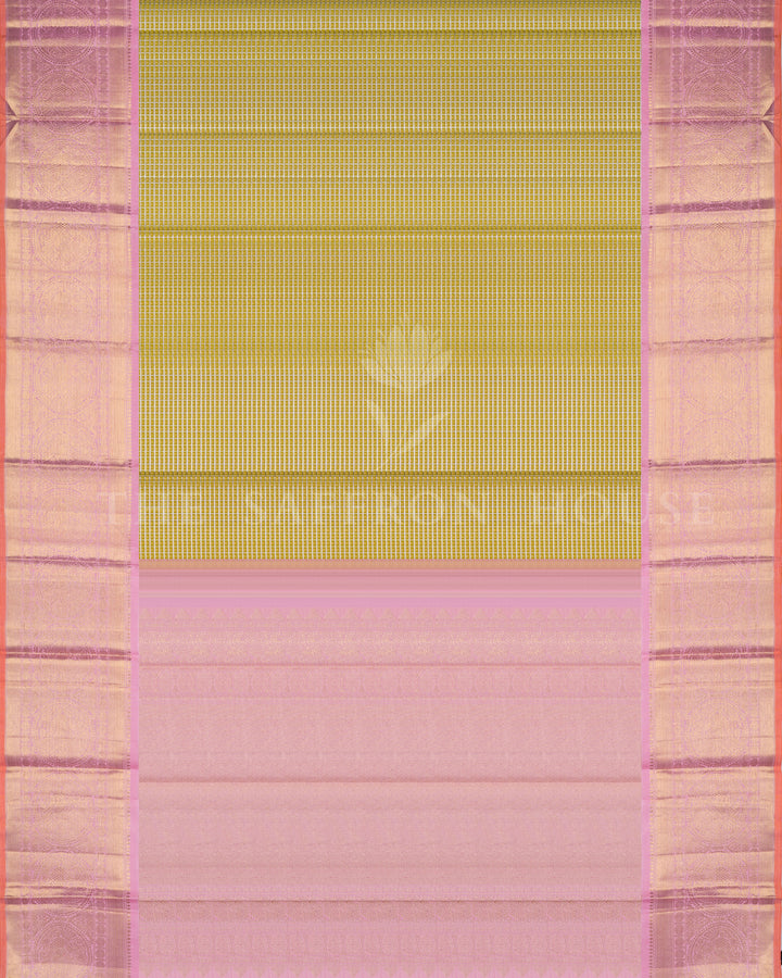 Parrot Green And Pink Korvai Kanjivaram Silk Saree – The Saffron House