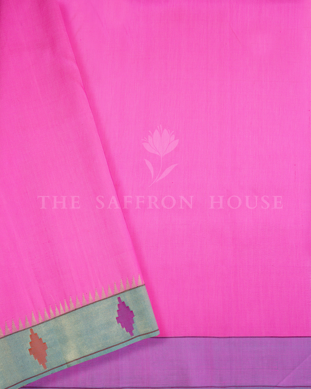 Rose Pink Handwoven Paithani Saree – The Saffron House