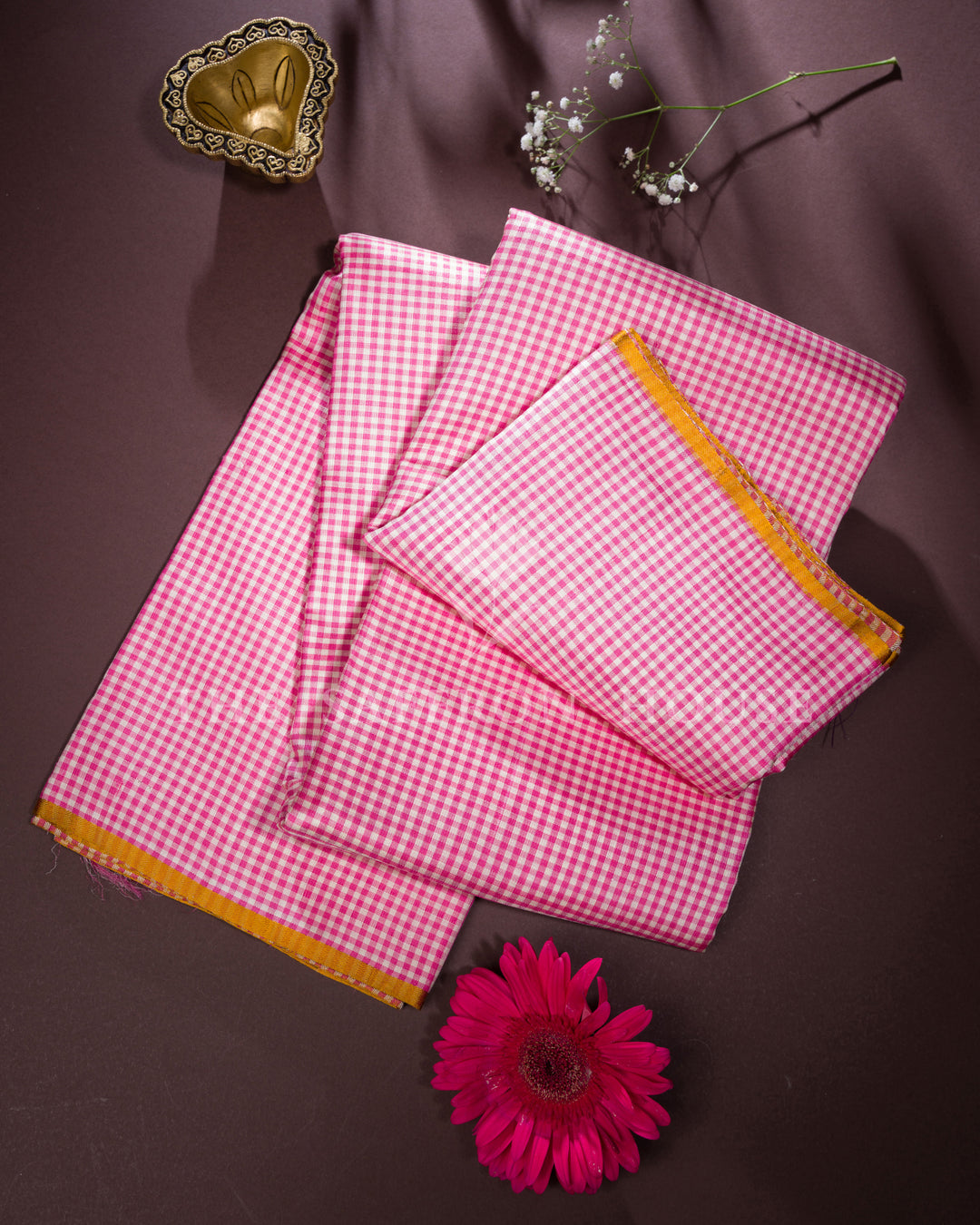 Pure White And Pink Kattam Kanjivaram Silk Saree – The Saffron House