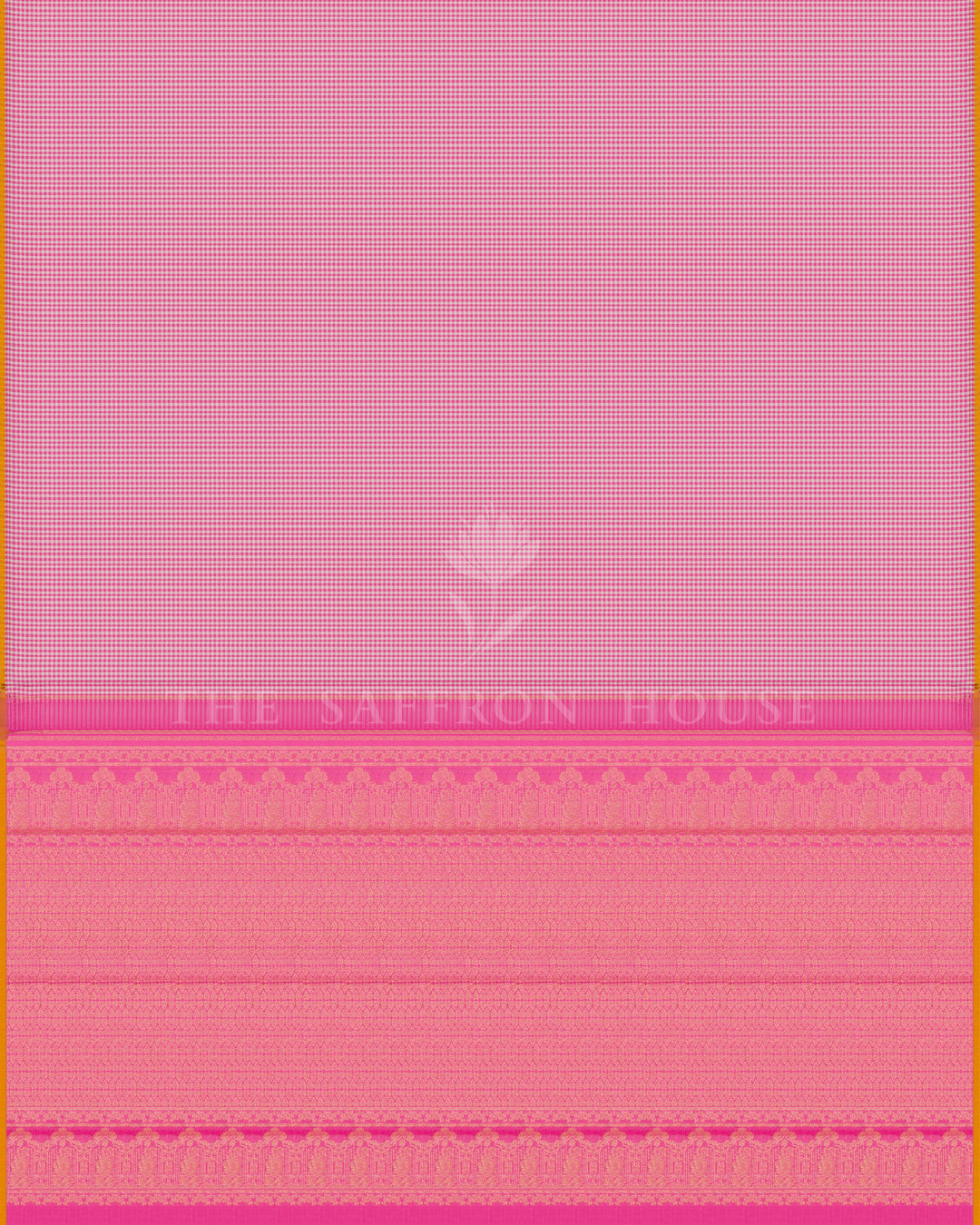 Pure White And Pink Kattam Kanjivaram Silk Saree – The Saffron House