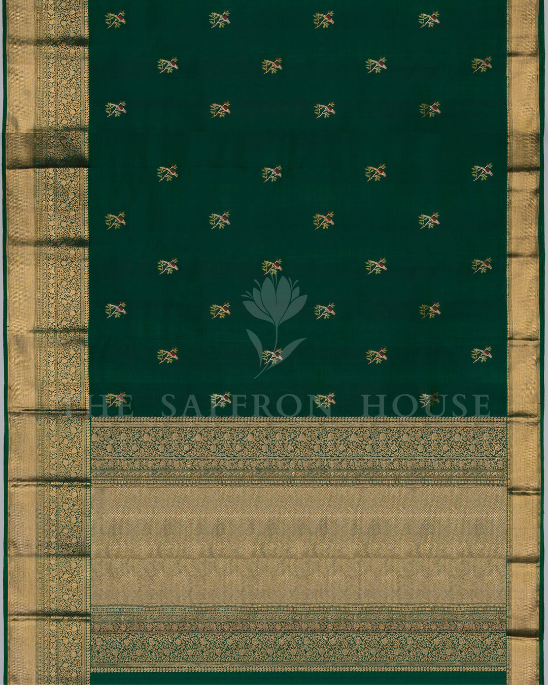 Green And Emerald Green Kanjivaram Silk Saree – The Saffron House