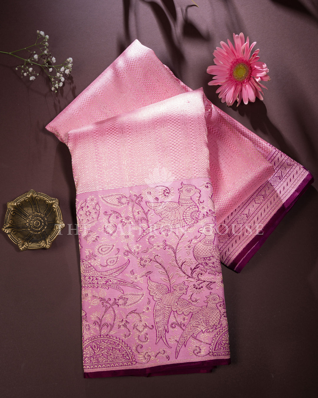 Pink And Blush Rose Korvai Kanjivaram Silk Saree – The Saffron House