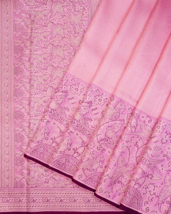Pink And Blush Rose Korvai Kanjivaram Silk Saree – The Saffron House