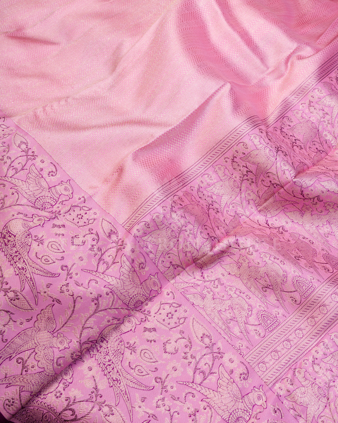 Pink And Blush Rose Korvai Kanjivaram Silk Saree – The Saffron House