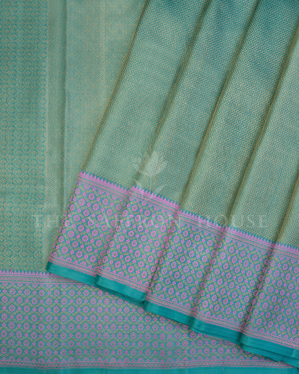 Aqua Blue And Magenta Kanjivaram Silk Saree – The Saffron House