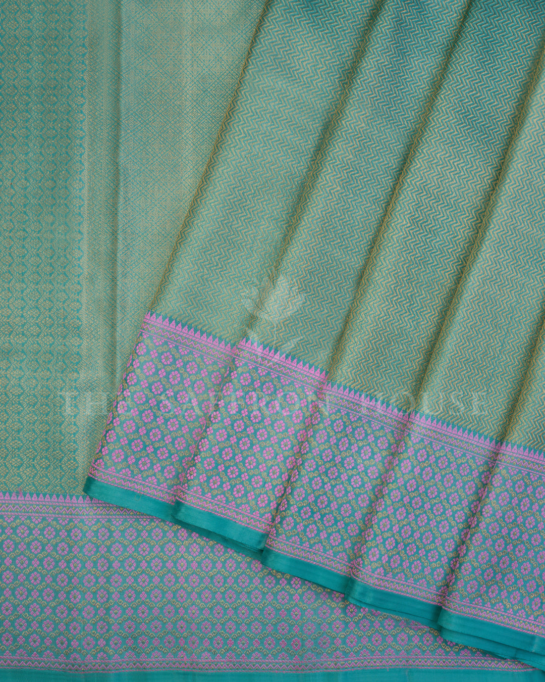 Aqua Blue And Magenta Kanjivaram Silk Saree – The Saffron House
