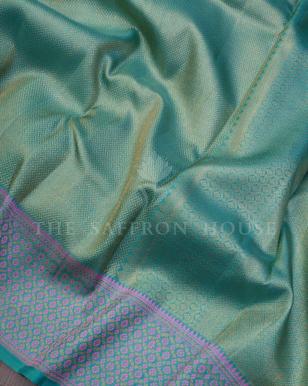 Aqua Blue And Magenta Kanjivaram Silk Saree – The Saffron House
