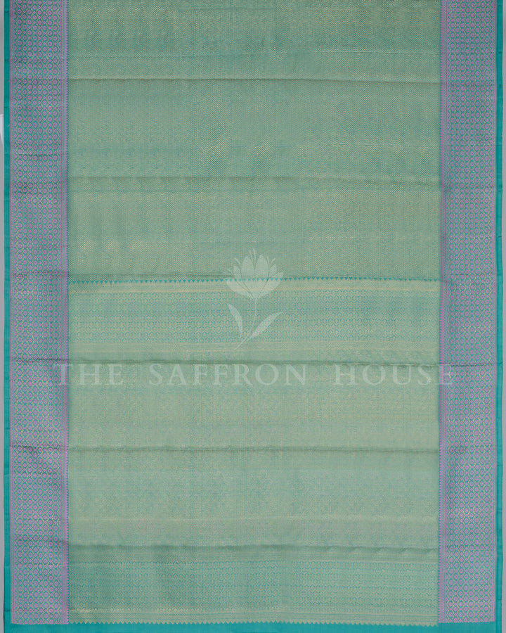 Aqua Blue And Magenta Kanjivaram Silk Saree – The Saffron House