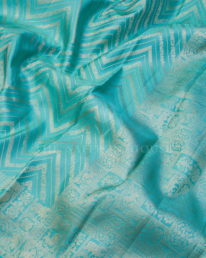 Blue And Aqua Blue Kanjivaram Silk Saree – The Saffron House