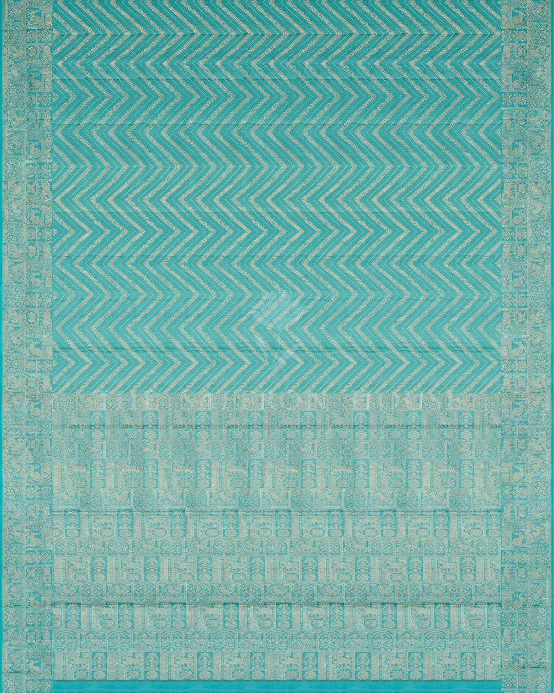 Blue And Aqua Blue Kanjivaram Silk Saree – The Saffron House