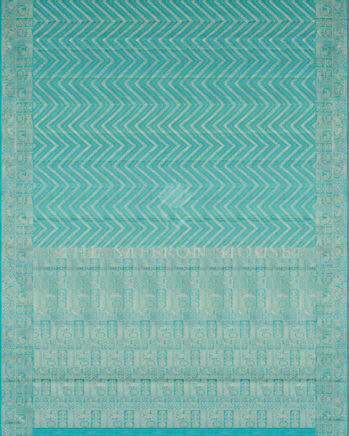 Blue And Aqua Blue Kanjivaram Silk Saree – The Saffron House