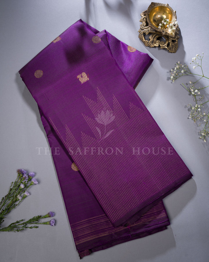 Aubergine Kanjivaram Silk Saree – The Saffron House