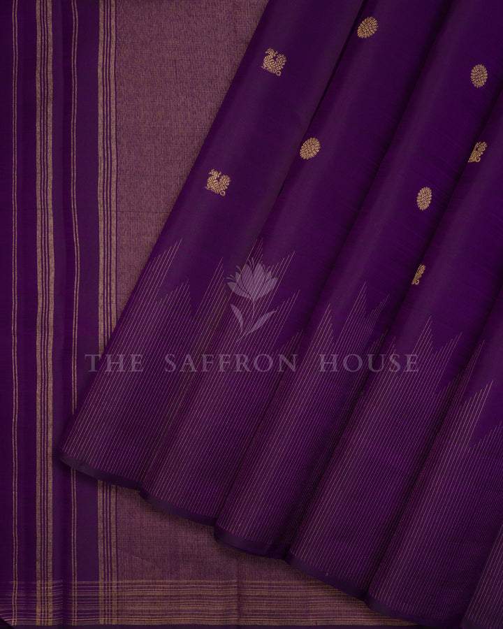 Aubergine Kanjivaram Silk Saree – The Saffron House