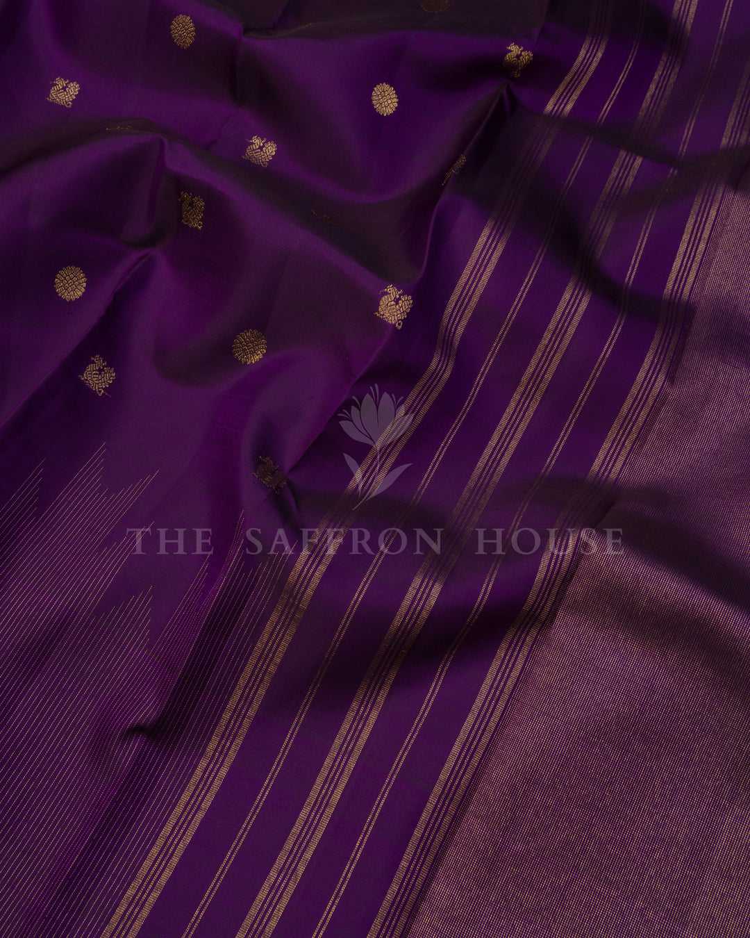 Aubergine Kanjivaram Silk Saree – The Saffron House