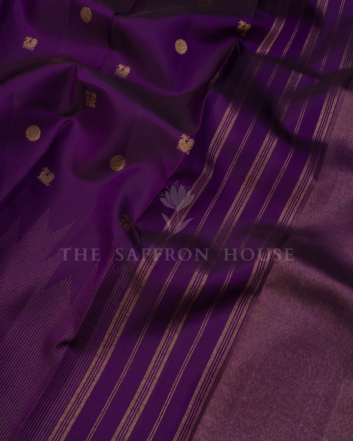 Aubergine Kanjivaram Silk Saree – The Saffron House