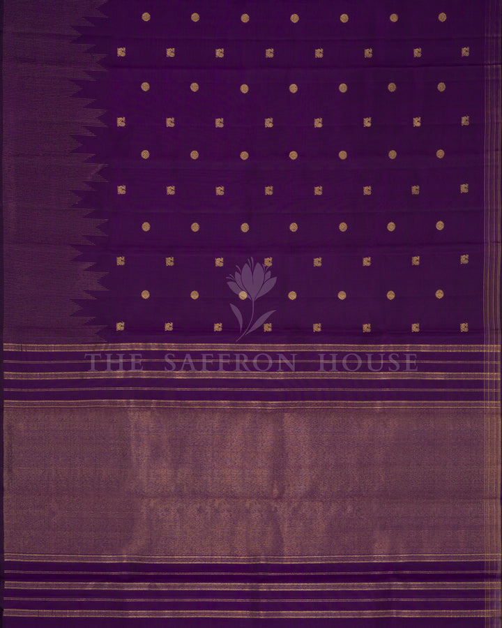 Aubergine Kanjivaram Silk Saree – The Saffron House