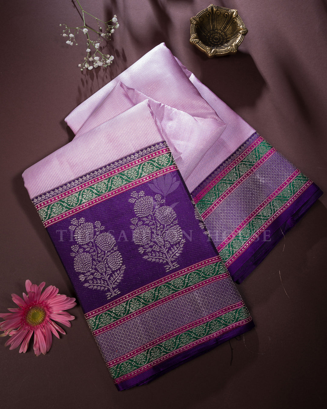 Blush Pink And Purple Korvai Kanjivaram Silk Saree – The Saffron House