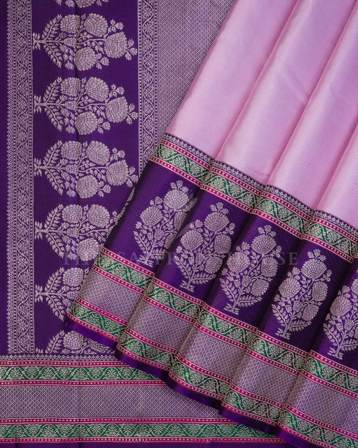Blush Pink And Purple Korvai Kanjivaram Silk Saree – The Saffron House