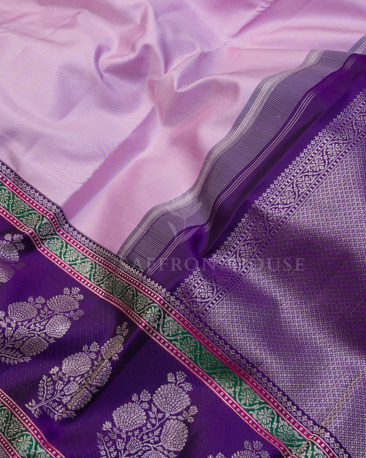 Blush Pink And Purple Korvai Kanjivaram Silk Saree – The Saffron House