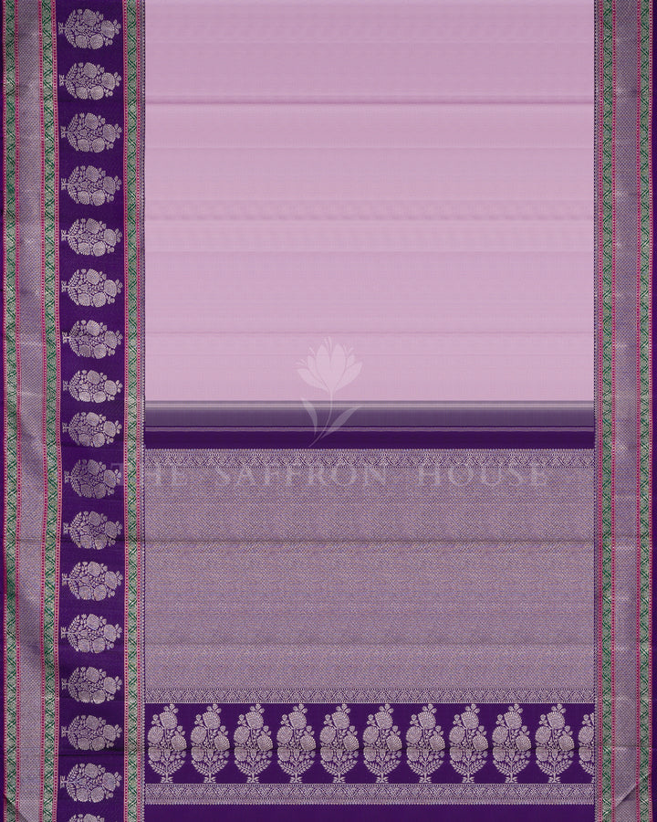 Blush Pink And Purple Korvai Kanjivaram Silk Saree – The Saffron House