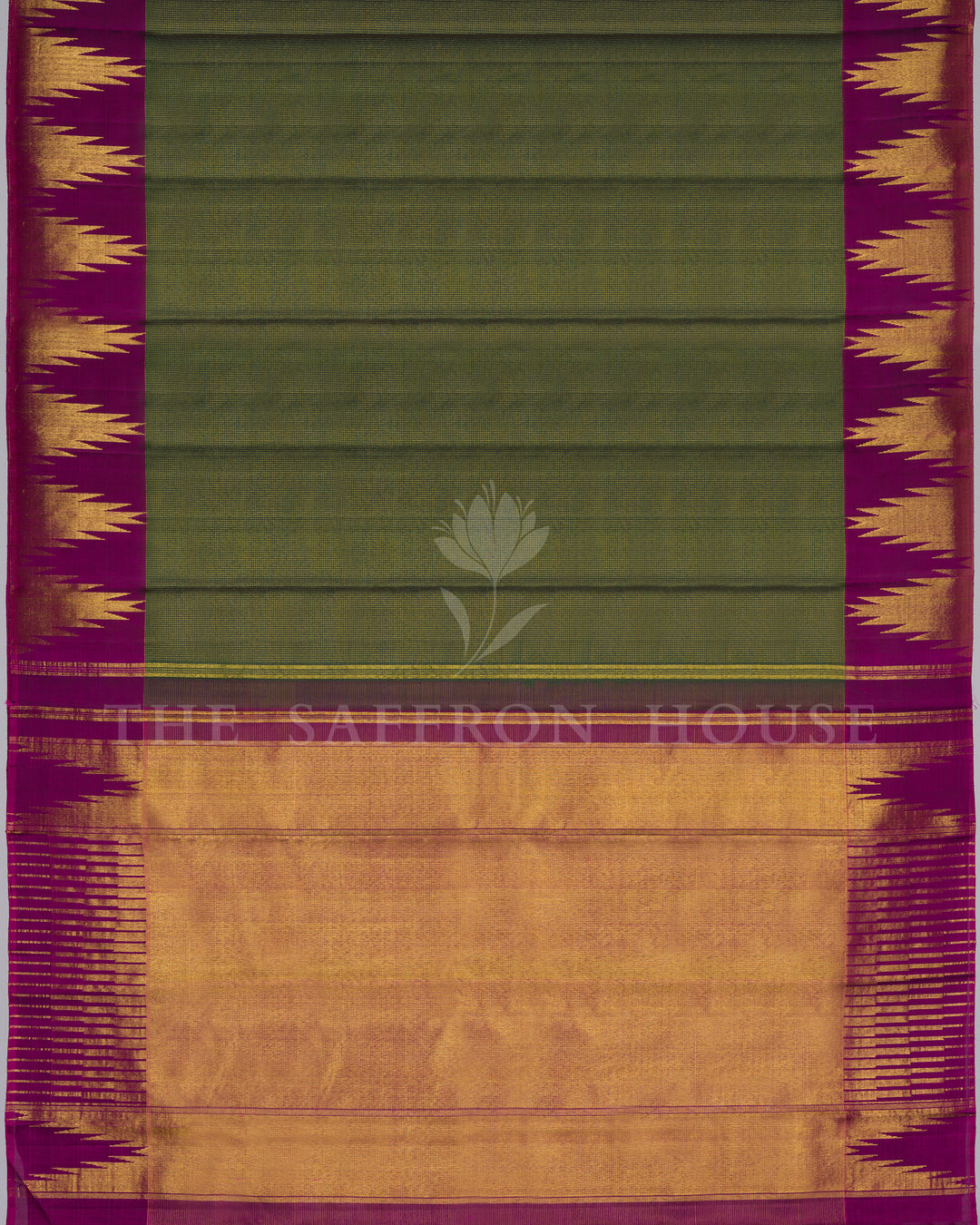 Bottle Green And Purple Kanjivaram Silk Saree – The Saffron House