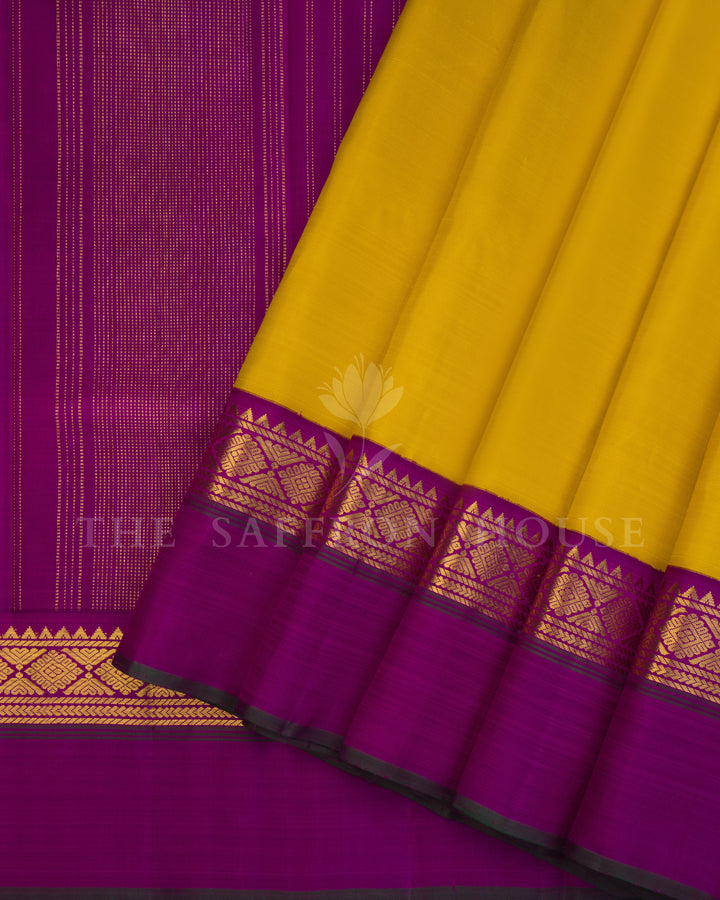 Turmeric And Yellow Kanjivaram Silk Saree – The Saffron House