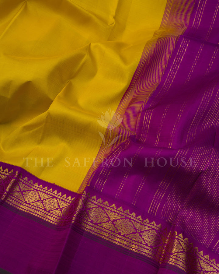 Turmeric And Yellow Kanjivaram Silk Saree – The Saffron House