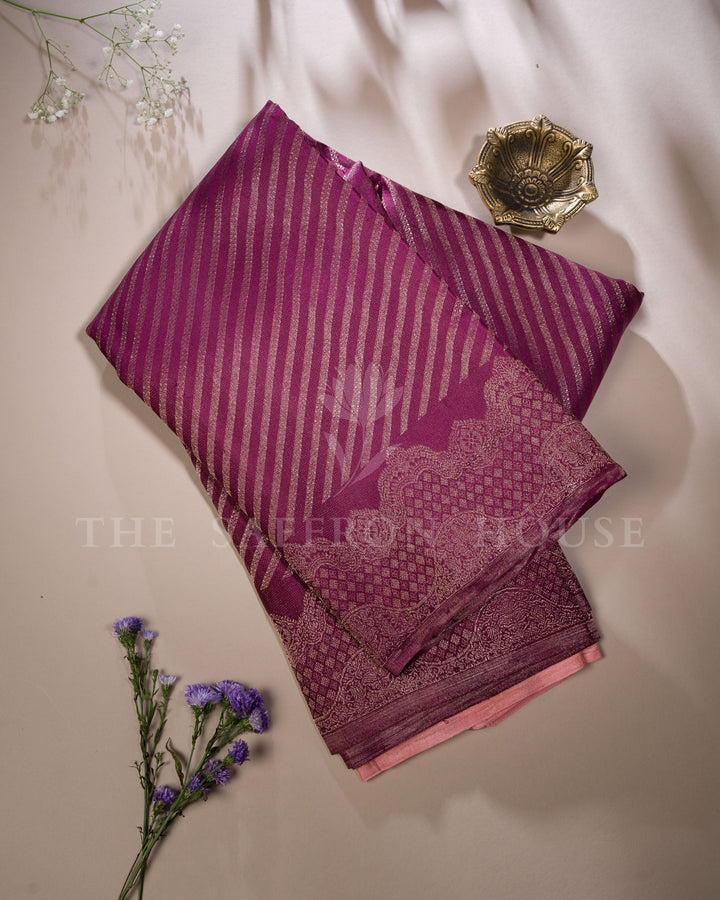 Aubergine Kanjivaram Silk Saree – The Saffron House