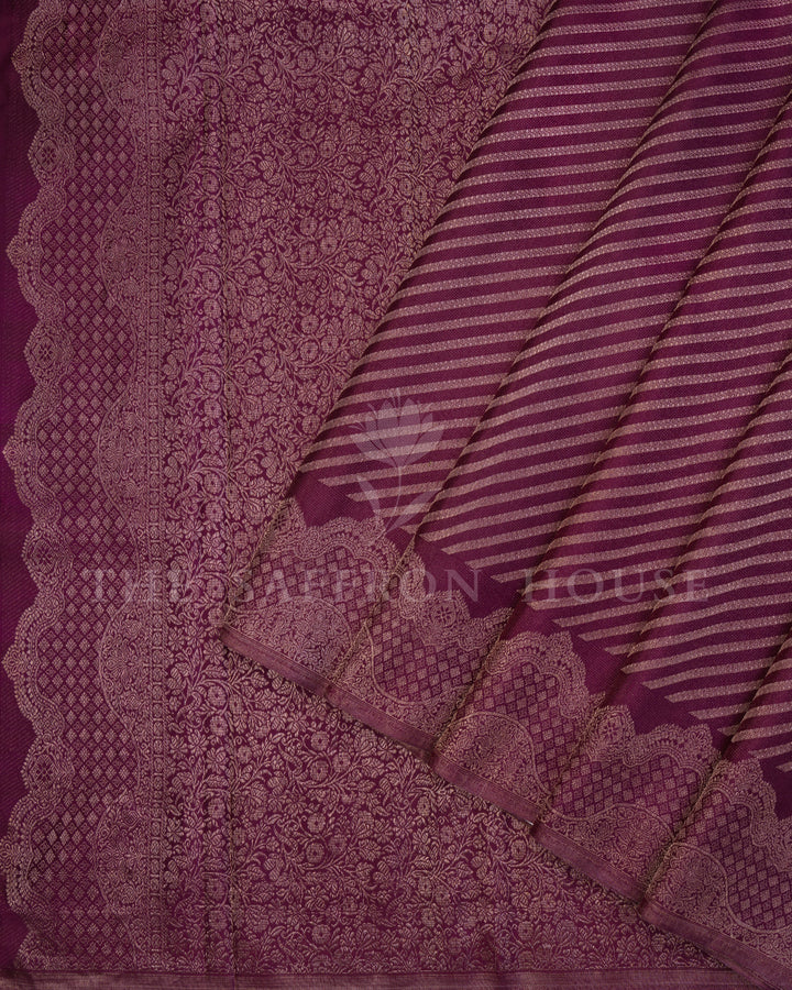 Aubergine Kanjivaram Silk Saree – The Saffron House