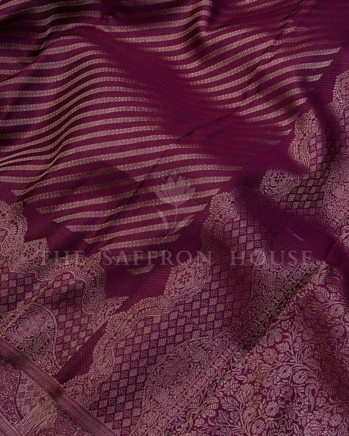 Aubergine Kanjivaram Silk Saree – The Saffron House