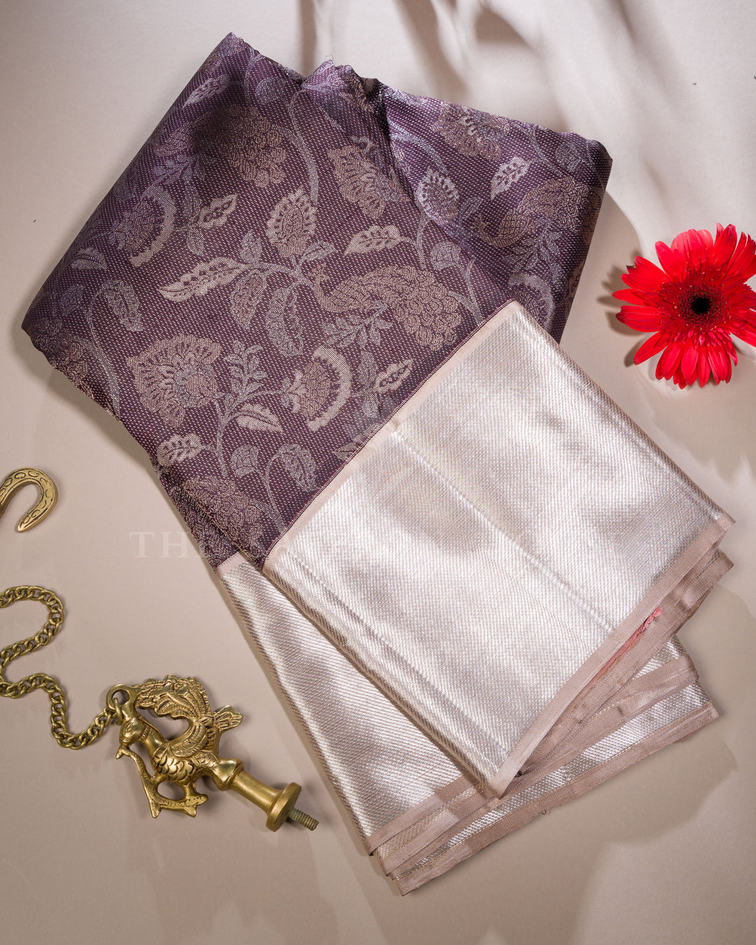 Warm Brown And Sand Beige Kanjivaram Silk Saree – The Saffron House