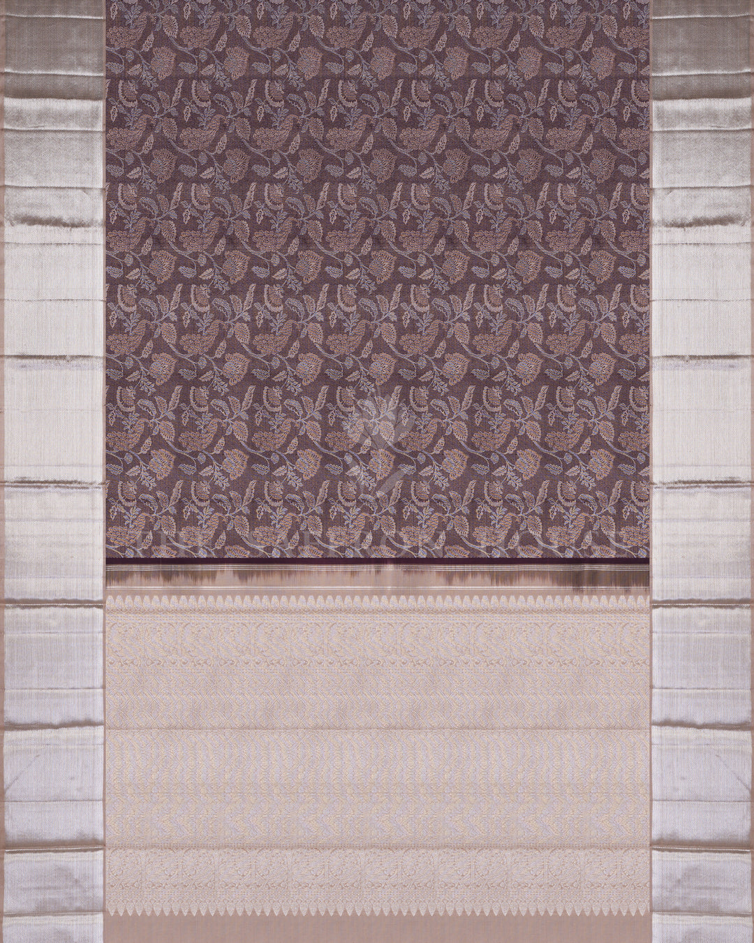 Warm Brown And Sand Beige Kanjivaram Silk Saree – The Saffron House