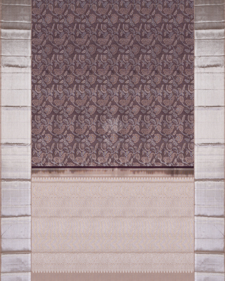 Warm Brown And Sand Beige Kanjivaram Silk Saree – The Saffron House