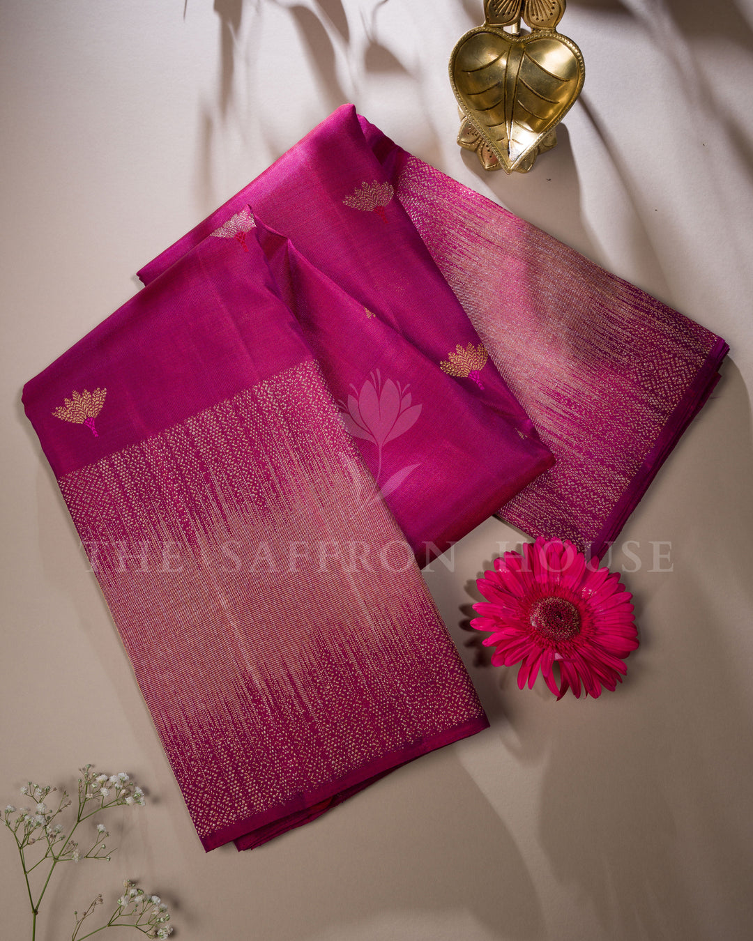 Magenta Kanjivaram Silk Saree – The Saffron House