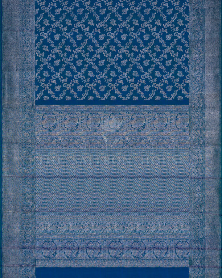 Royal Blue And Blue Kanjivaram Silk Saree – The Saffron House