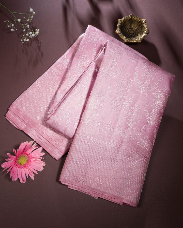 Blush Pink And Pink Kanjivaram Silk Saree – The Saffron House