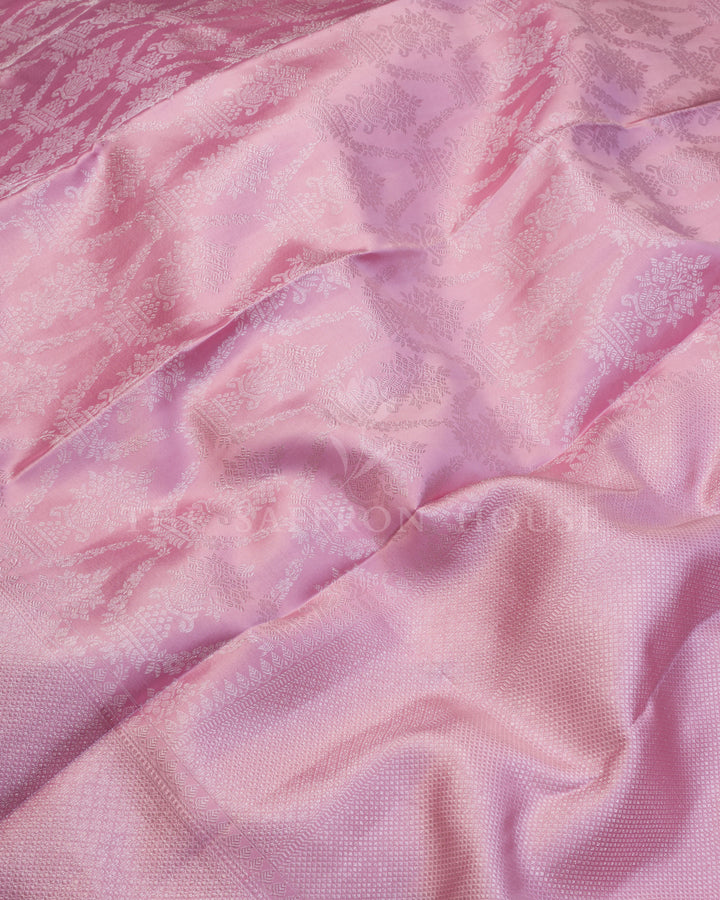 Blush Pink And Pink Kanjivaram Silk Saree – The Saffron House