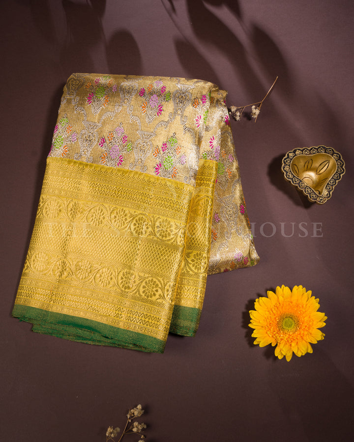 Handloom Kanjivaram Silk Saree in Gold