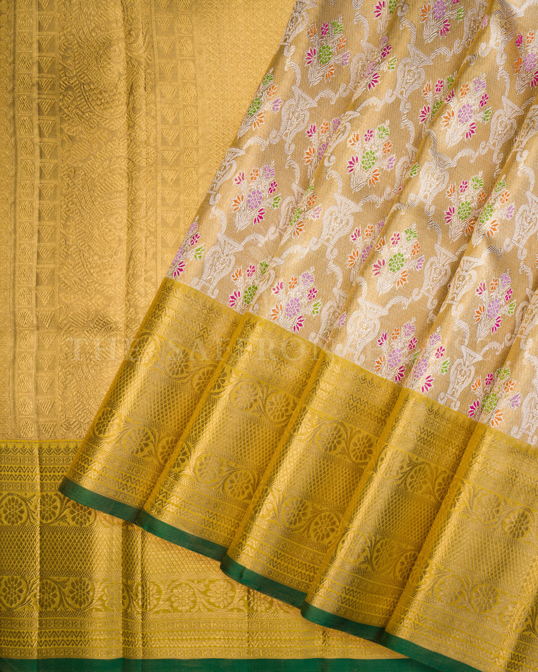 Handloom Kanjivaram Silk Saree in Gold
