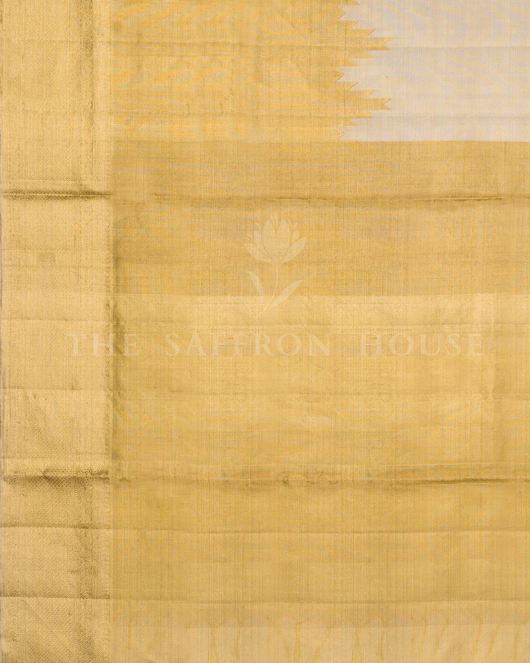 Ivory And Antique Gold Kanjivaram Silk Saree – The Saffron House